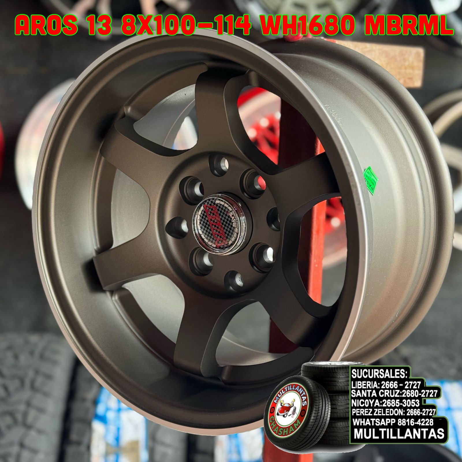 AROS # 13X7 8X100-114 ET0 MBR WH1680