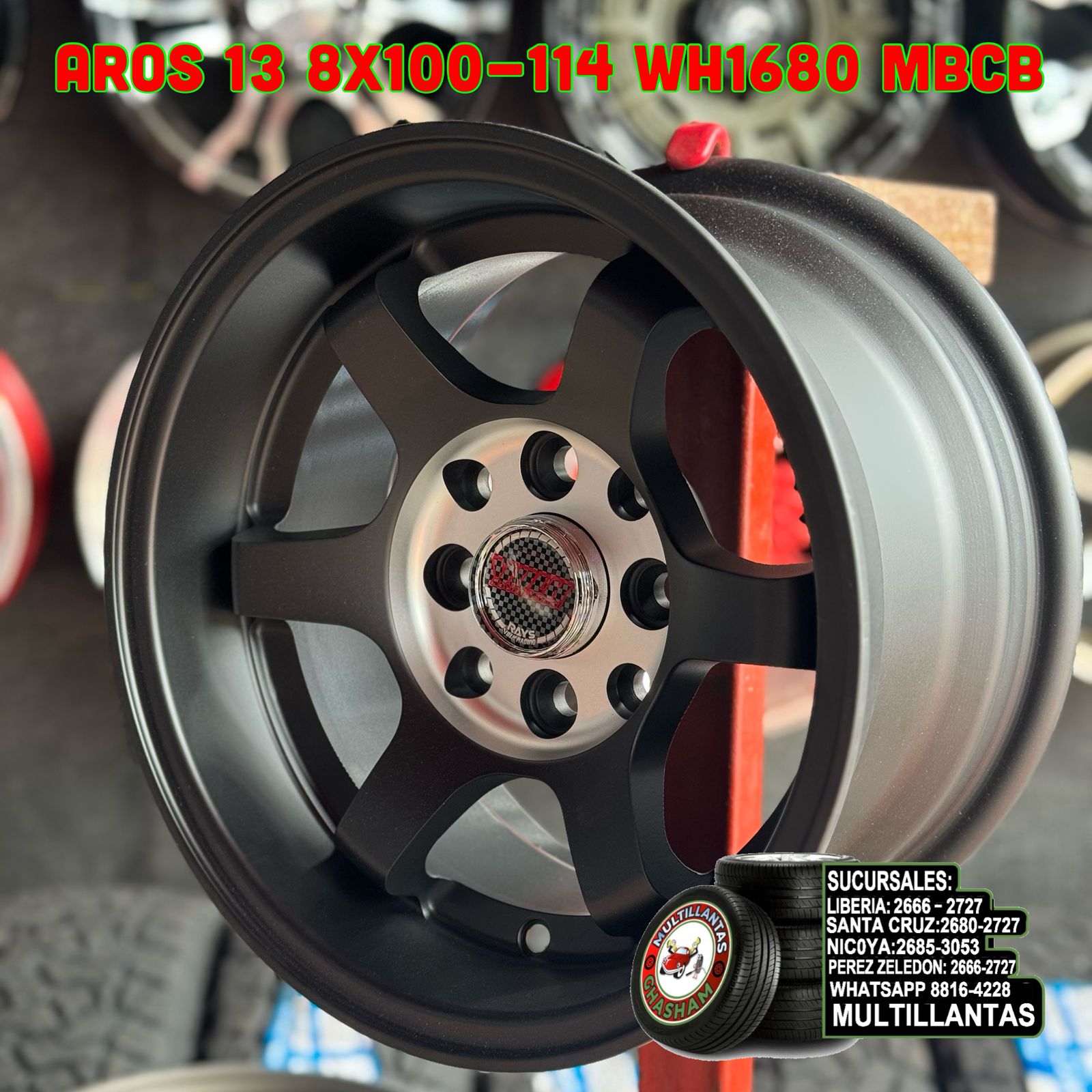 AROS # 13X7 8X100-114 ET0 MB WH1680